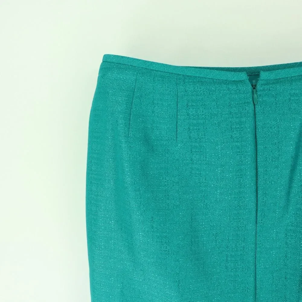 Le Suit Pencil Skirt Womens Size 10P Green Shimmery Sparkles Lined Zip‎ Closure